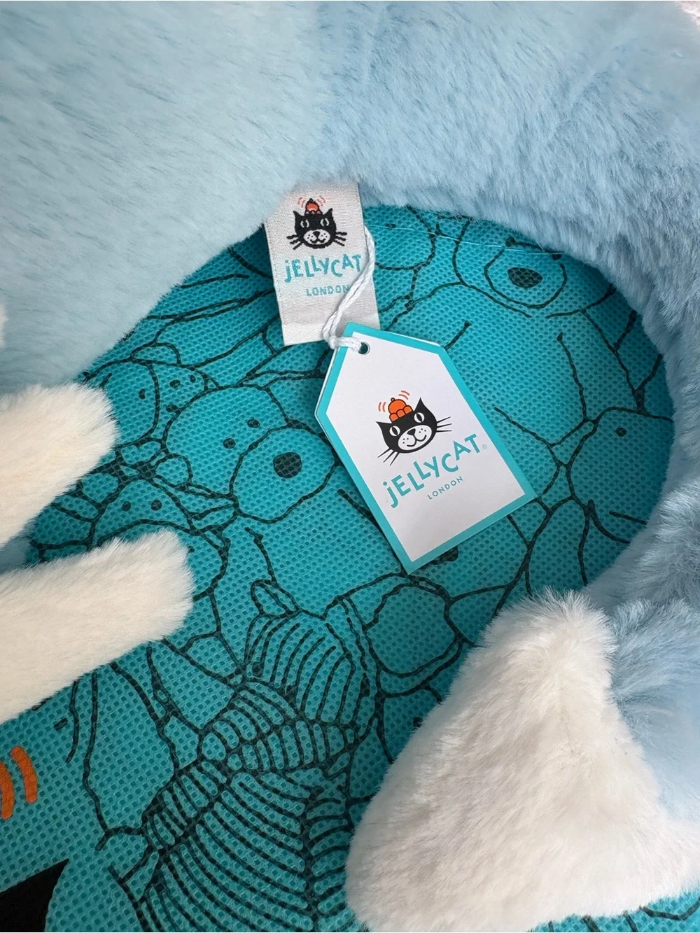 Jellycat Light Blue Plush Dragon with Multicolor Spots